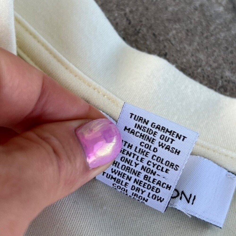 Magaschoni Soft Cinched Waist Crop Sweatshirt Size XS Light Yellow Long Sleeves - Picture 9 of 10